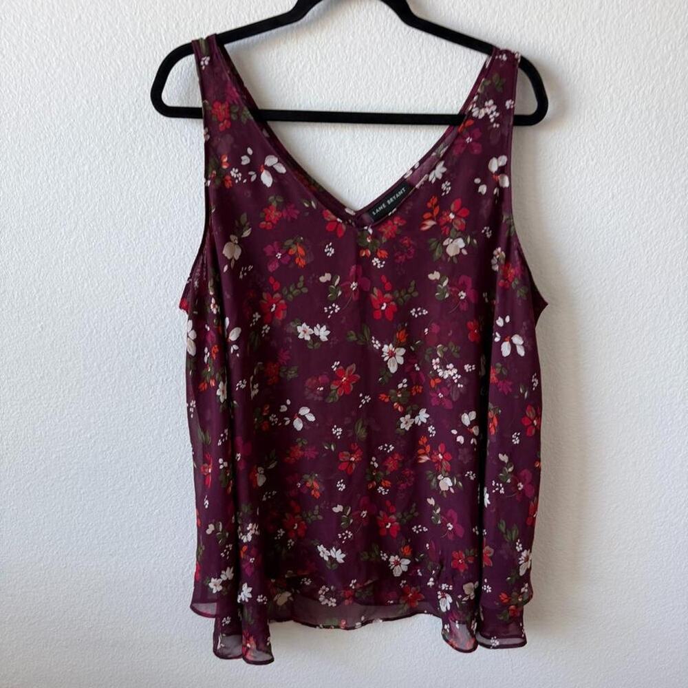 Lane bryant burgundy floral top